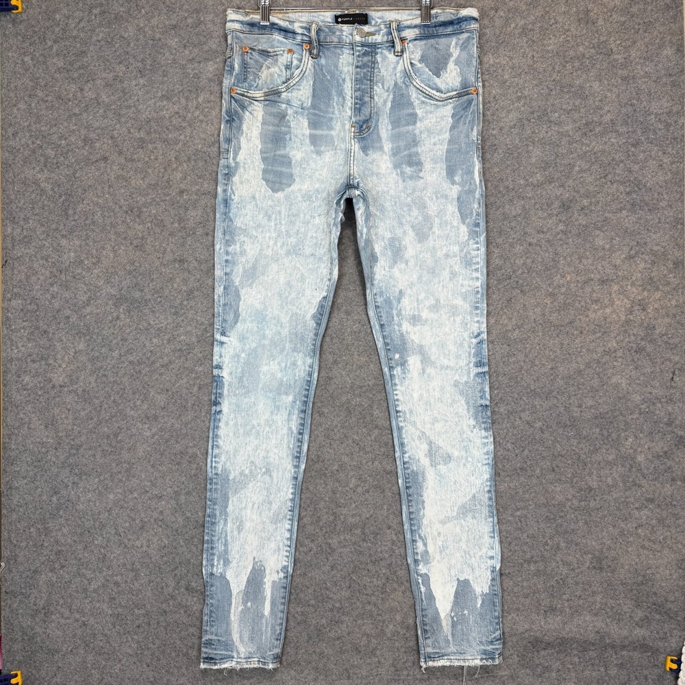 Purple Brand Spotted Bleach Skinny Slim Jeans Mens 34x34 P002 Denim Pants